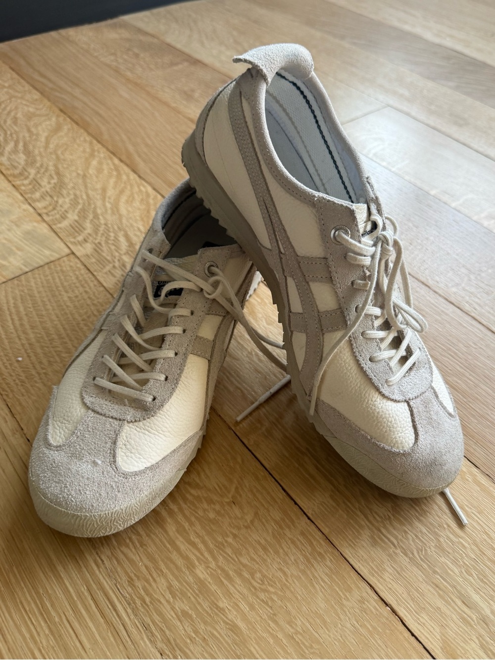 Onitsuka Tiger by Asics Cream and Light Gray Suede-Trim Sneakers